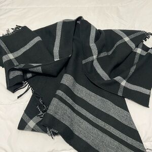 Bloomingdale's Black Knit Shawl with Gray Accents